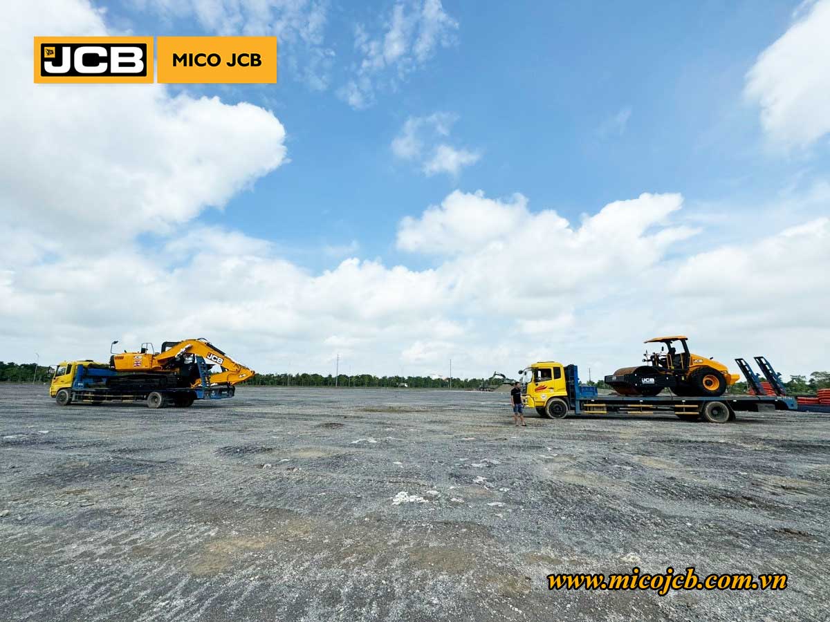 Bàn giao JCB: Xe lu rung 116D và Xúc đào 215 cho dự án xây dựng hạ tầng kỹ thuật cụm công nghiệp