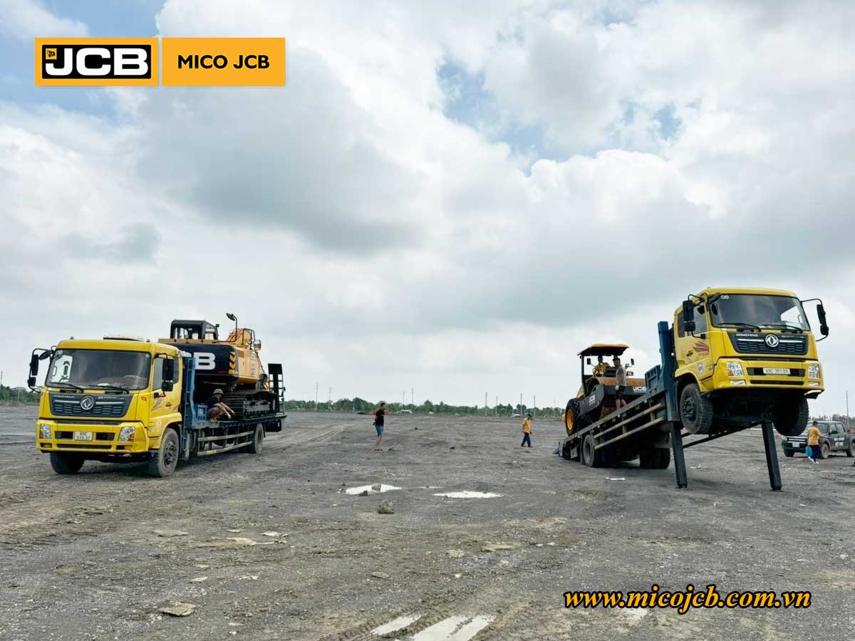 Bàn giao JCB: Xe lu rung 116D và Xúc đào 215 cho dự án xây dựng hạ tầng kỹ thuật cụm công nghiệp