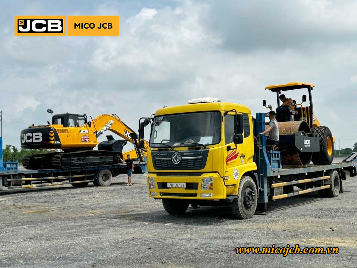 Bàn giao JCB: Xe lu rung 116D và Xúc đào 215 cho dự án xây dựng hạ tầng kỹ thuật cụm công nghiệp