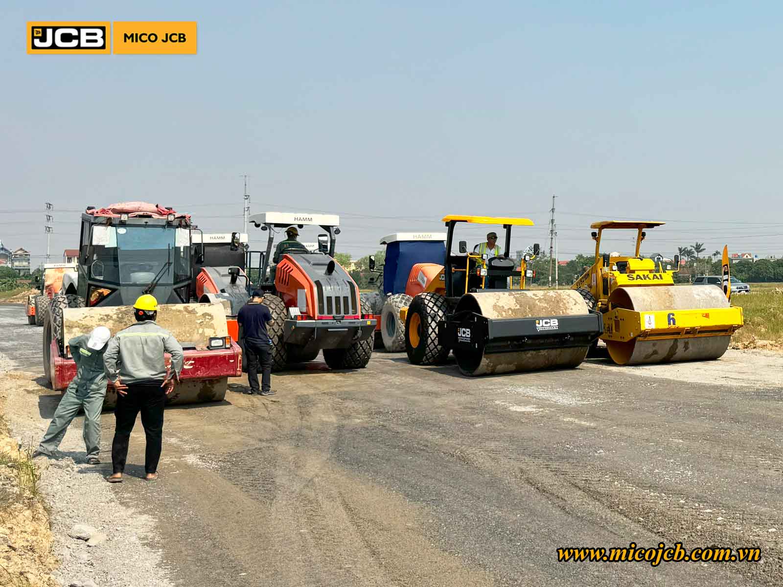 xe lu rung 1 trống HAMM, JCB, DYNAPAC, SAKAI.