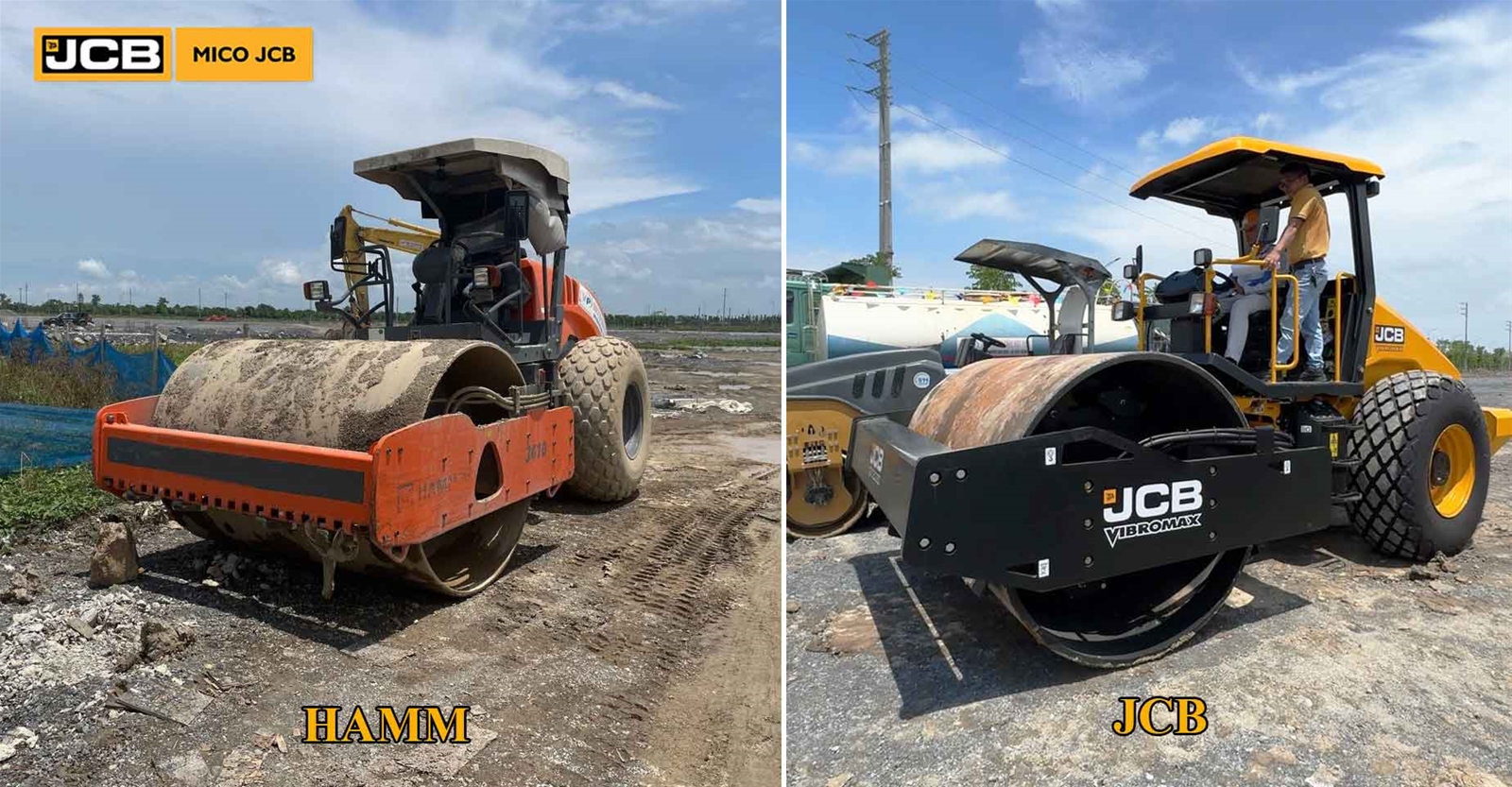 Vận hành chạy thử xe lu HAMM và Lu JCB.