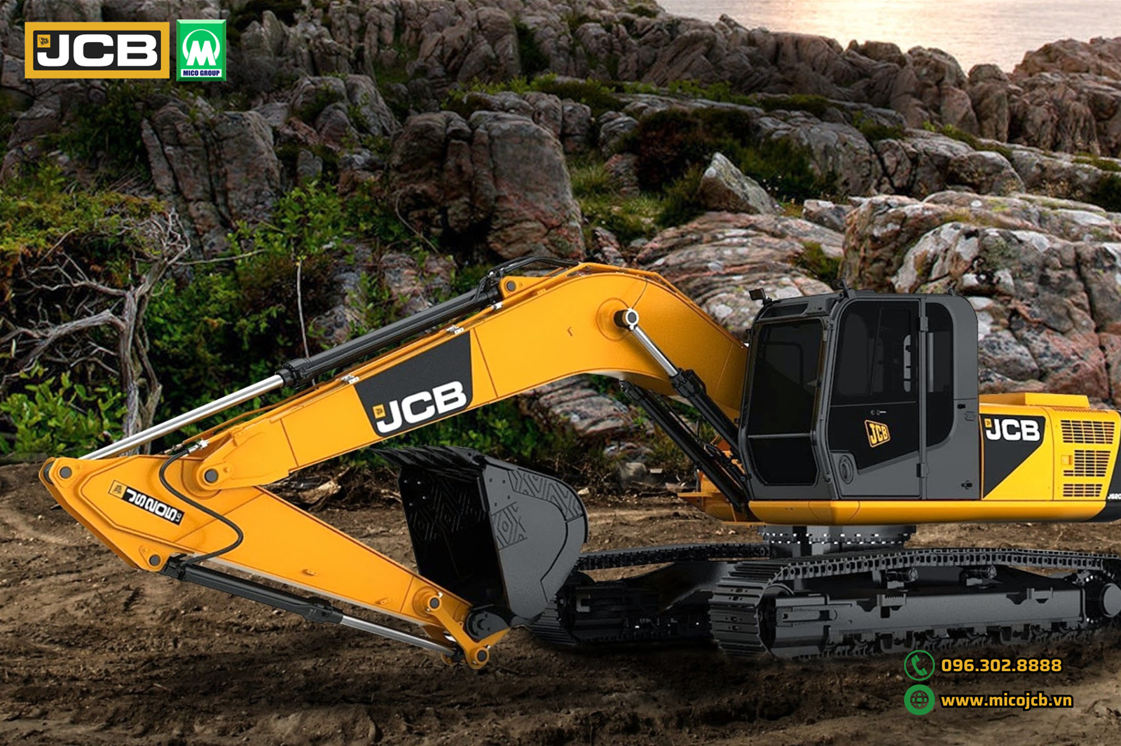 máy xúc đào cỡ vừa JCB 